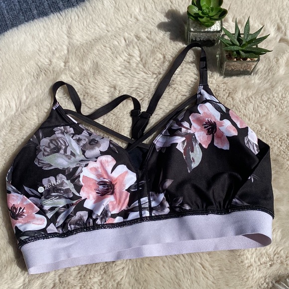 Zella Sports Bra Floral Print Front Cris Cross Size Small - Picture 5 of 10